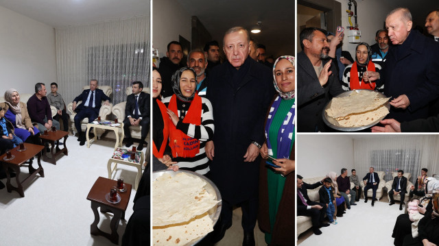 Cumhurbaşkanı Erdoğan ziyaret ettiği depremzede aile ile yeni evinde çay içti