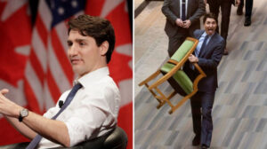 Kanada Başbakanı Trudeau meclisten ayrılırken koltuğunu da yanında götürdü