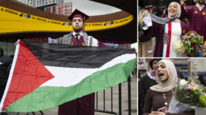 New York’ta düzenlenen Filistin’e destek gösterisine  yeni mezunlardan anlamlı destek