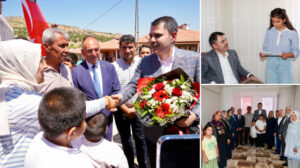 Zey Köyü’nü ziyaret eden Bakan Kurum’a depremzede vatandaşlardan sıcak karşılama: ‘Bize bebek gibi baktınız’