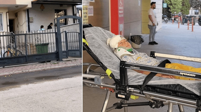 Apartman bahçesinde oynarken üzerine demir kapı devrilen Muhammed yaralandı