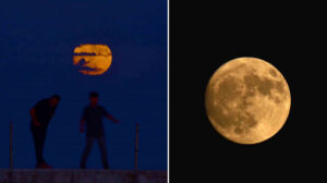 Dolunay görsel şölen sundu: Eşsiz bir manzara oluşturdu