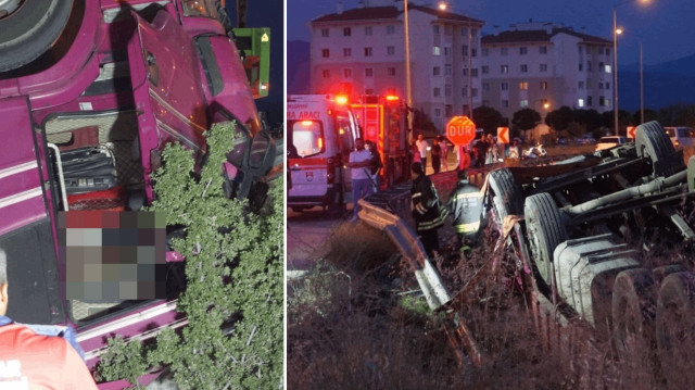 Domates yüklü kamyon şarampole devrildi: Bir kişi hayatını kaybetti