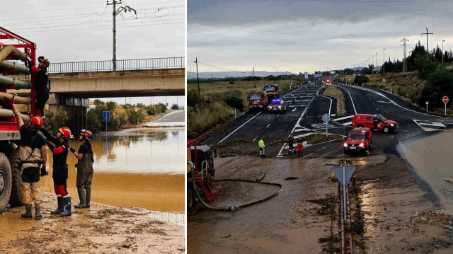 İspanya’da sel: Araçlar yollarda mahsur kaldı
