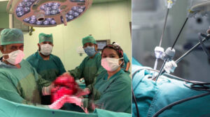 Karın şişliği şikayetiyle hastaneye giden 71 yaşındaki kadının karnından 9 kiloluk kitle çıkarıldı