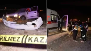 Ehliyetsiz ve alkollü otomobil sürücüsü takla atarak boş araziye girdi: Bir ölü bir yaralı