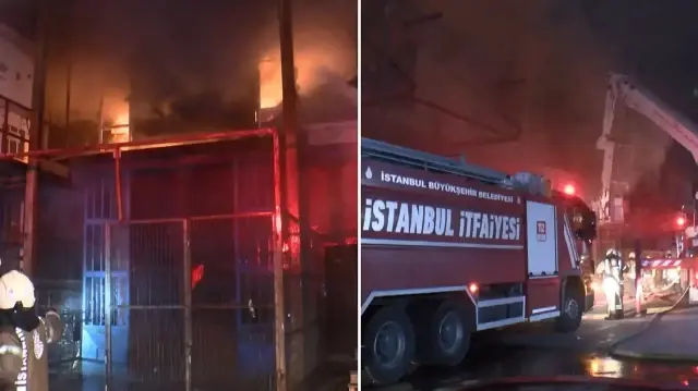 Başakşehir’de plastik malzeme deposu alev alev yandı