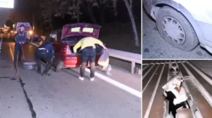 Bayrampaşa’da viyadüğün genleşme derzi koptu: İki kişi yaralandı, onlarca araçların lastiği patladı