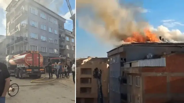 Bursa’da beş katlı apartmanın çatısında çıkan yangın söndürüldü
