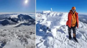 Hasan Dağı’nın zirvesine yağan kar kartpostallık görüntüler ortaya çıkardı