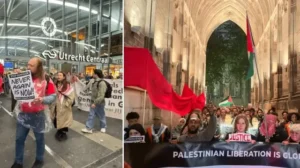 Hollanda’da 20 tren istasyonunda Filistin’e destek için oturma eylemleri yapıldı