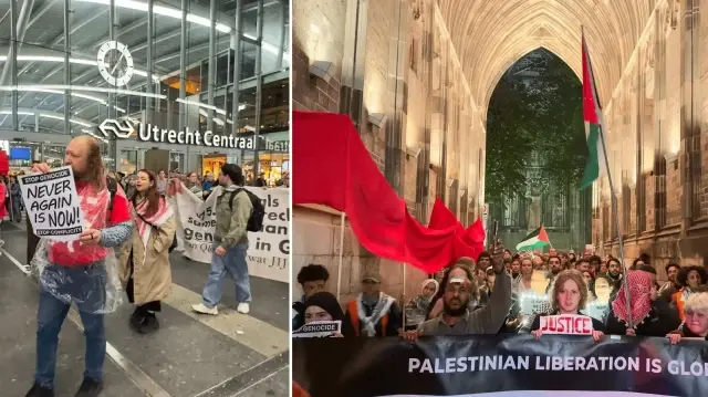 Hollanda’da 20 tren istasyonunda Filistin’e destek için oturma eylemleri yapıldı