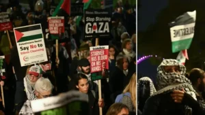 İsrail’in ateşkesi ihlal ederek Gazze’ye saldırısı Londra’da protesto edildi