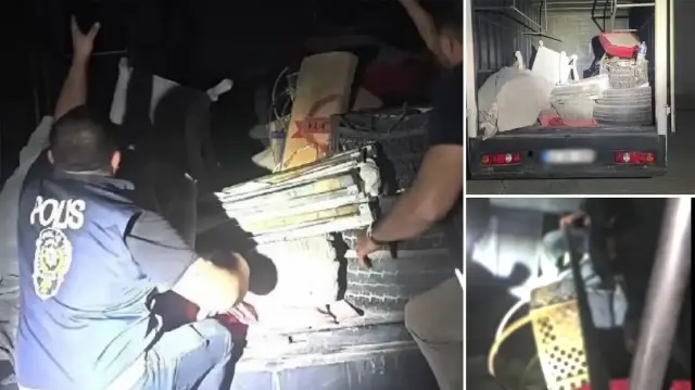 Kamyonetteki gizli bölmede 11 kaçak göçmen yakalandı: 2 tutuklama