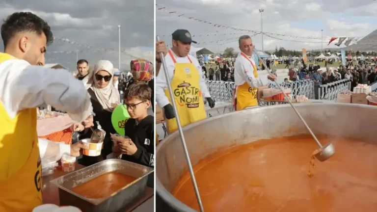 Kayseri’de başlayan 3. Gastronomi Günleri’nde 1 ton pastırmalı Gömeç kuru fasulyesi ikram edildi