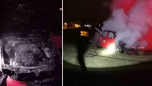 Muş’ta seyir halindeki otomobil alev aldı