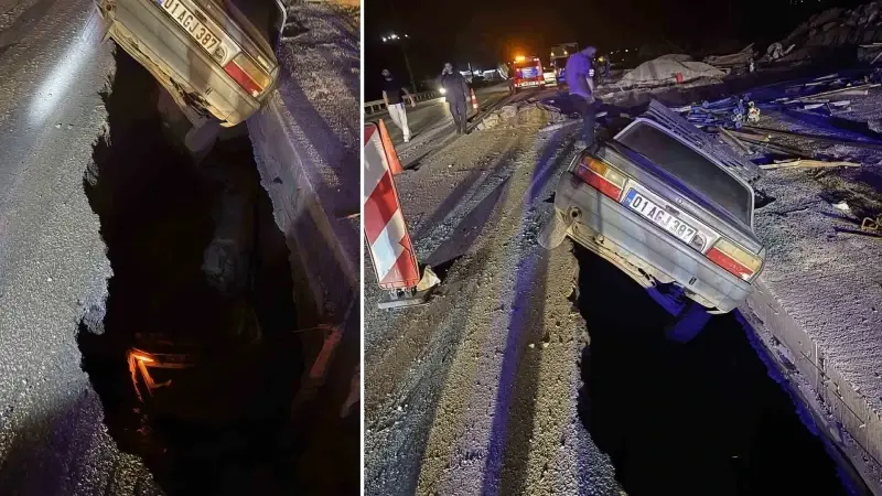 Osmaniye’de iki otomobil bir saat arayla aynı çukura düştü: Bir kişi yaralandı