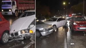 Sivas’ta 5 otomobilin karıştığı zincirleme kazada bir kişi yaralandı
