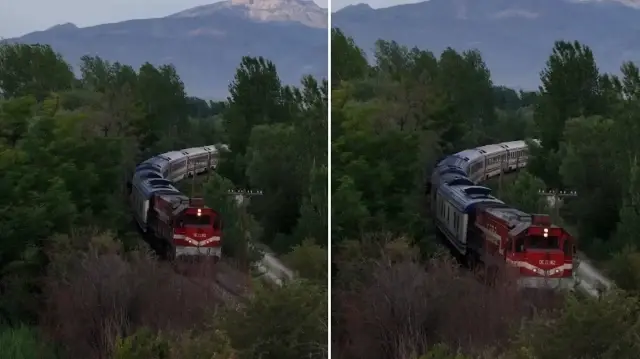 Sonbahar manzarasında ilerleyen Doğu Ekspresi Erzincan’dan geçti