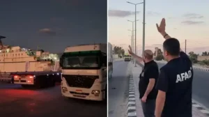 Türkiye’nin 25 insani yardım tırı Gazze için Refah Sınır Kapısı’na hareket etti