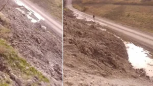 Ankara’da toprak kayması meydana gelen yol trafiğe kapatıldı