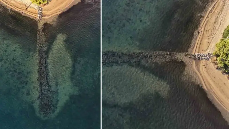 Deniz 30 metre çekildi: Antik liman gün yüzüne çıktı