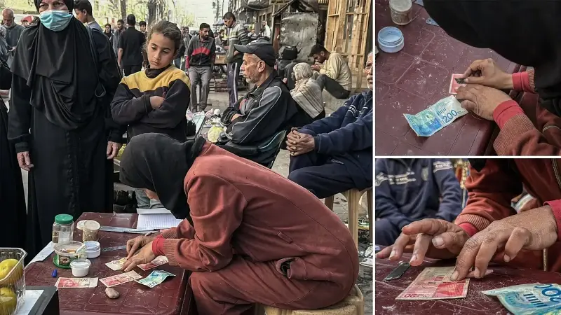 Filistinli kadın eski ve yırtılmış banknotları onararak ailesinin geçimini sağlıyor