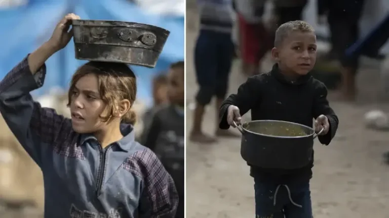 Gazze’de açlıkla mücadele eden Filistinlilere, yemek dağıtıldı