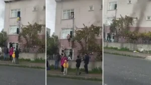 İşçilerin kaldığı binayı ateşe verdi: Camdan çarşafla kurtuldular