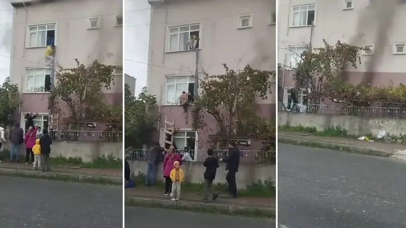 İşçilerin kaldığı binayı ateşe verdi: Camdan çarşafla kurtuldular