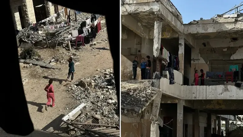 İsrail saldırısında bir kısmı yıkılan okul evsiz kalan Filistinlilerin sığınağına dönüştü