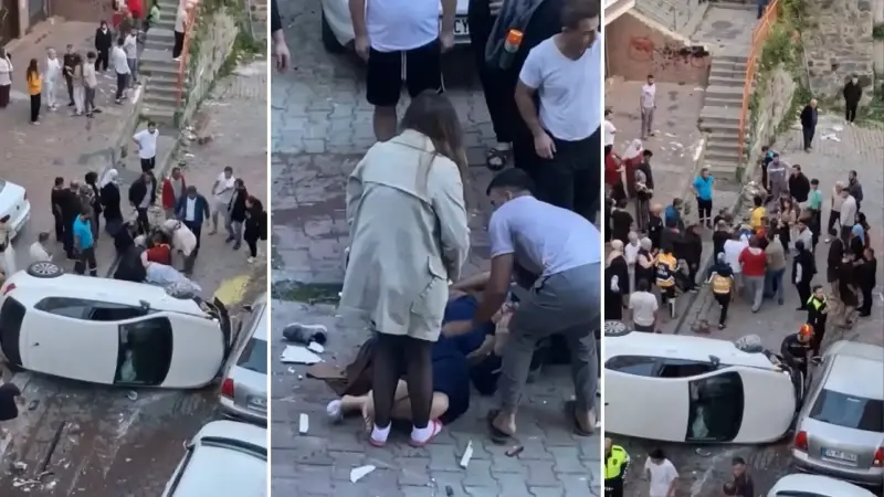 Kağıthane’de çocuklarını okula götürürken kaza yaptı: Sokak savaş alanına döndü 2’si çocuk 4 yaralı