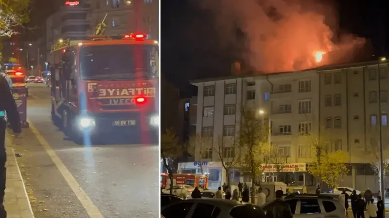Nevşehir’de dört katlı binanın çatısında yangın
