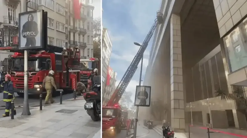 Nişantaşı’nda panik anları: Tadilat halindeki iş merkezinde yangın