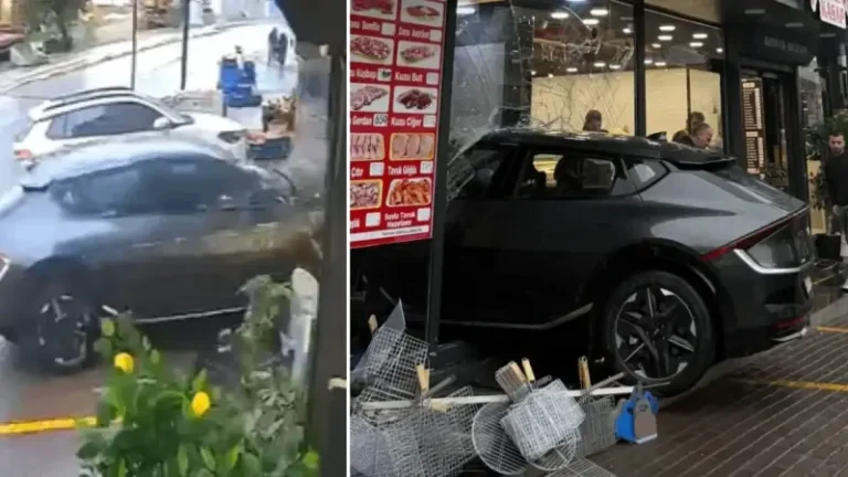 Sürücüsünün fren yerine gaza bastığı cip, şarküteri dükkanına girdi