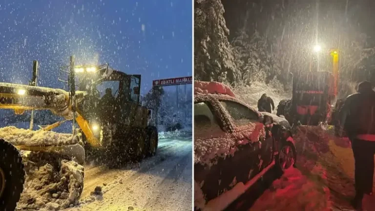Yoğun kar yolları kesti