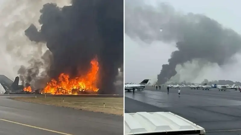 ABD’de havaalanına iniş yapan özel jet düştü