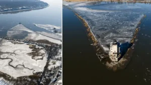 ABD’de Hudson Nehri aşırı soğuklar nedeniyle kısmen dondu