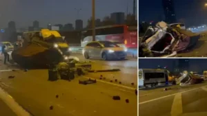 Bağcılar TEM Otoyolu’nda zincirleme kaza: Trafik yoğunluğu oluştu