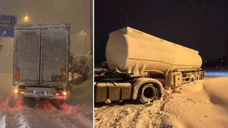 Bolu Dağı ağır tonajlı araçların geçişine kapatıldı: Kar kalınlığı 40 santimetreyi geçti