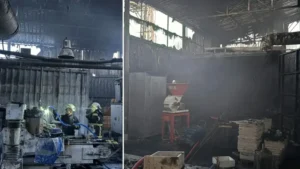 Burdur’da mermer fabrikasında çıkan yangın söndürüldü