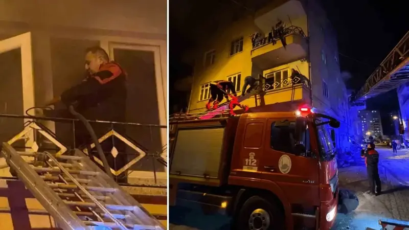 Çorum’da apartmanda çıkan yangında 10 kişi dumandan etkilendi