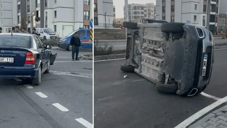 Diyarbakır’da trafik kazası: Araç yan yattı, iki kişi yaralandı