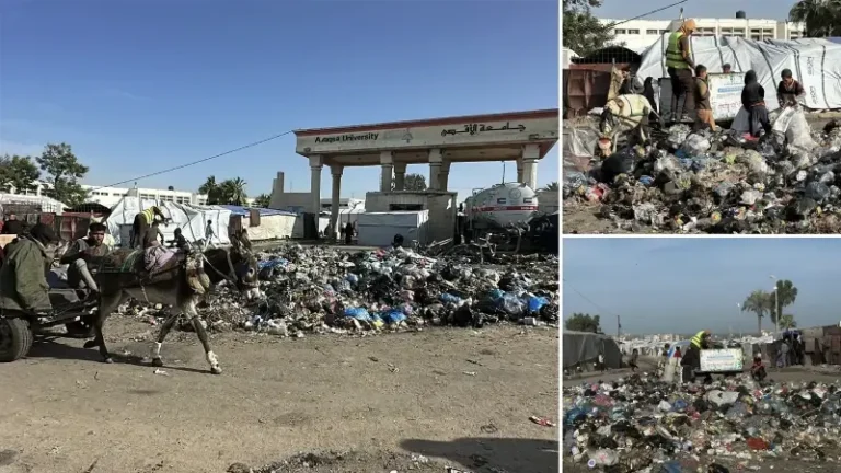 El-Aksa Üniversitesi önündeki çöpler hayatı tehdit ediyor