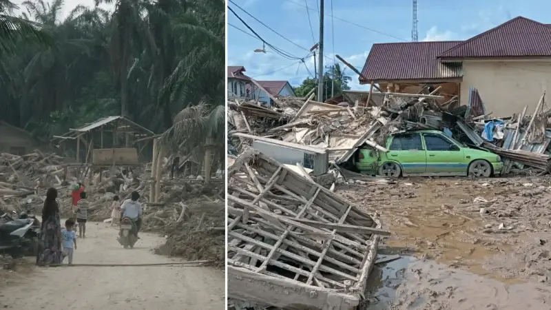 Endonezya sel ve heyelan felaketi sonrası görüntülendi