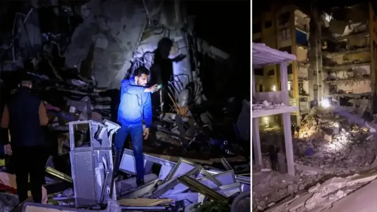 Gazze’de İsrail saldırısında ağır hasar gören bina çöktü