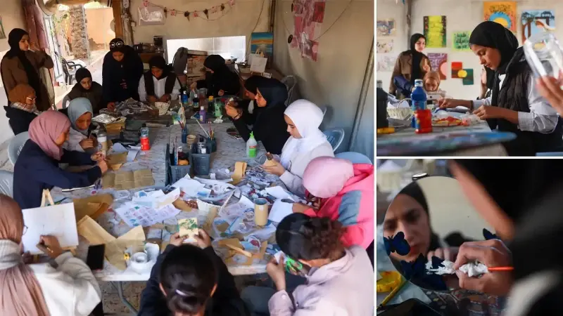 Gazzeli genç kadın kız çocukları için el işi ve geri dönüşüm atölyesi düzenledi