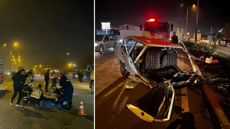 Hatay’da tırla çarpışması sonucu ikiye ayrılan otomobilin sürücüsü yaralandı