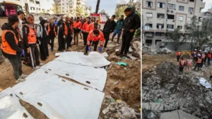 İsrail saldırıları sonucu hayatını kaybeden Filistinlilerin cenazelerini arama çalışmaları devam ediyor