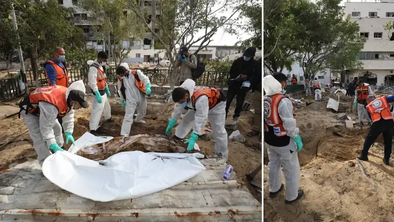 İsrail’in Gazze’ye düzenlediği saldırılarda öldürdüğü onlarca Filistinlinin naaşına ulaşıldı